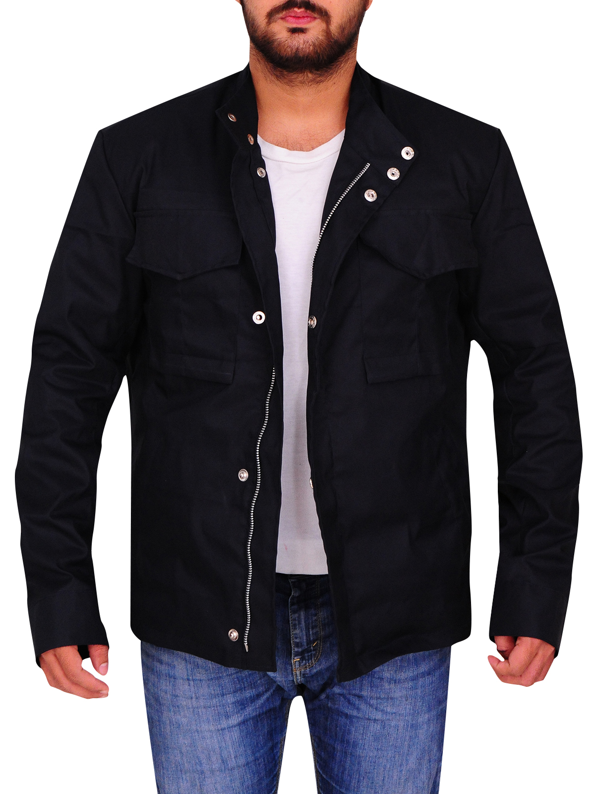Navy-blue-cotton-jacket.jpg Navy Blue Dapper Cotton Jacket - Image 1