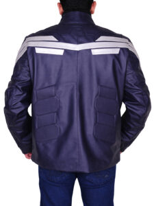 Navy Blue Star Leather Jacket - Image 2