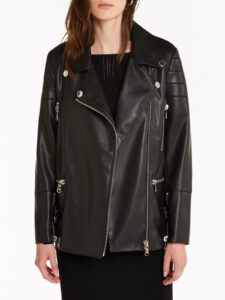 Over Sized Style Womens Black Faux Leather Jacket