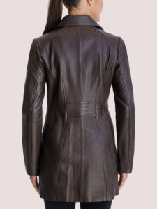Petite Button Down Leather Coat - Mauve Tree - Image 2