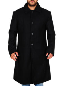 Men Black Wool Over Coat - Image 3