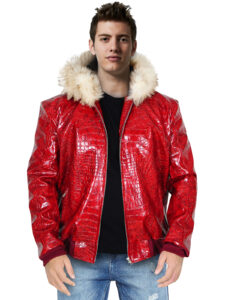 Red Crocodile Leather Jacket - Mauve Tree - Image 2