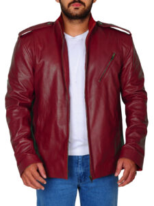 Blood Red Slim Fit Leather Jacket