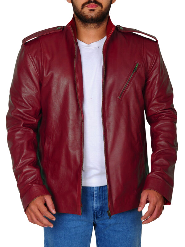 Blood Red Slim Fit Leather Jacket