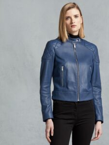 Women Royal Blue Leather Jacket - Mauve Tree - Image 3