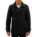Men Black Double Breasted Trench