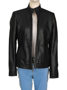 Plain Black Girl Leather Jacket - Image 5