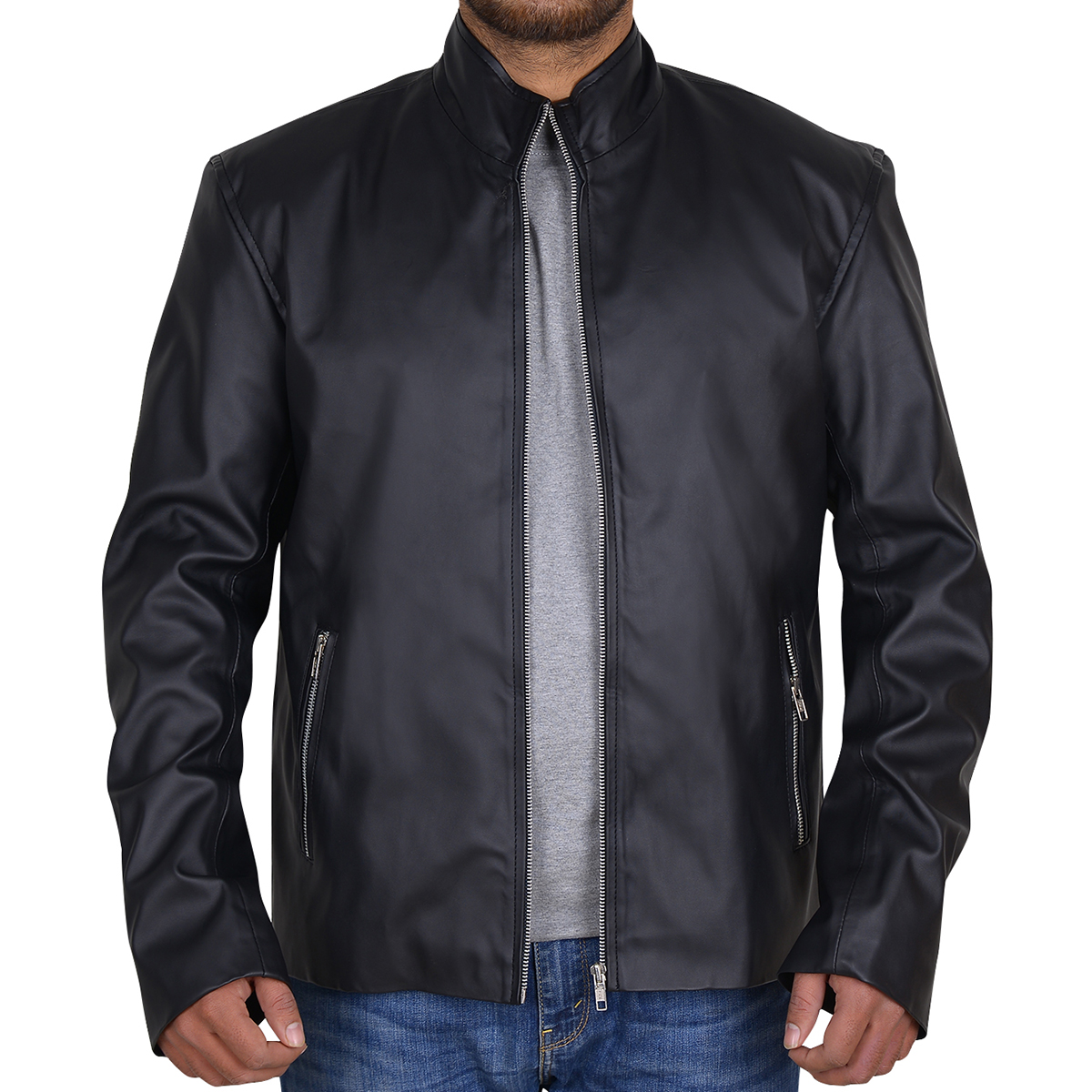 Simple-black-jacket.jpg Simple Black Faux Leather Jacket - Image 1
