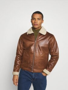 Stylish Glossy Brown Faux Leather Jacket - Mauve Tree