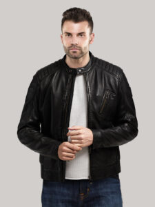 Stylish Men Faux Leather Jacket - Mauve Tree - Image 2