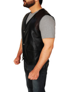 Men Cowboy Leather Vest - Image 4