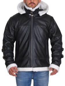 Shearling Black Leather Jacket - Image 5