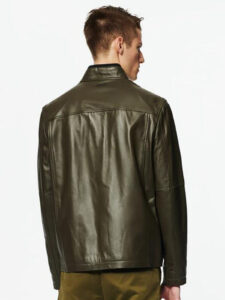Mens Suave Bold Bomber Brown Real Leather Jacket - Image 3