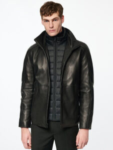 Mens Subtle Shiny Black Lambskin Leather Jacket