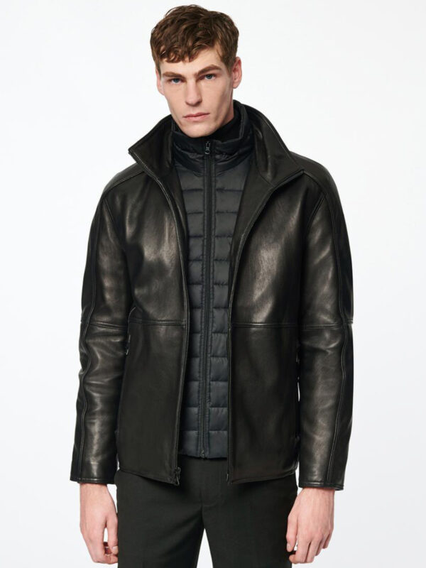 Mens Subtle Shiny Black Lambskin Leather Jacket