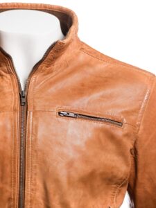 Men's Tan Leather Jacket - Image 4