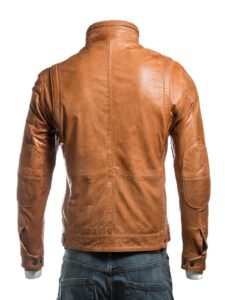 Men's Tan Leather Jacket - Image 2