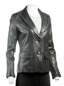 Jet Black Leather Jacket - Image 3