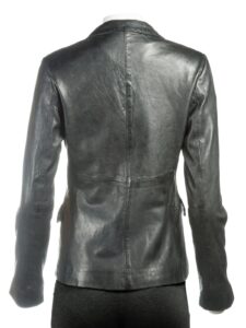 Jet Black Leather Jacket - Image 2