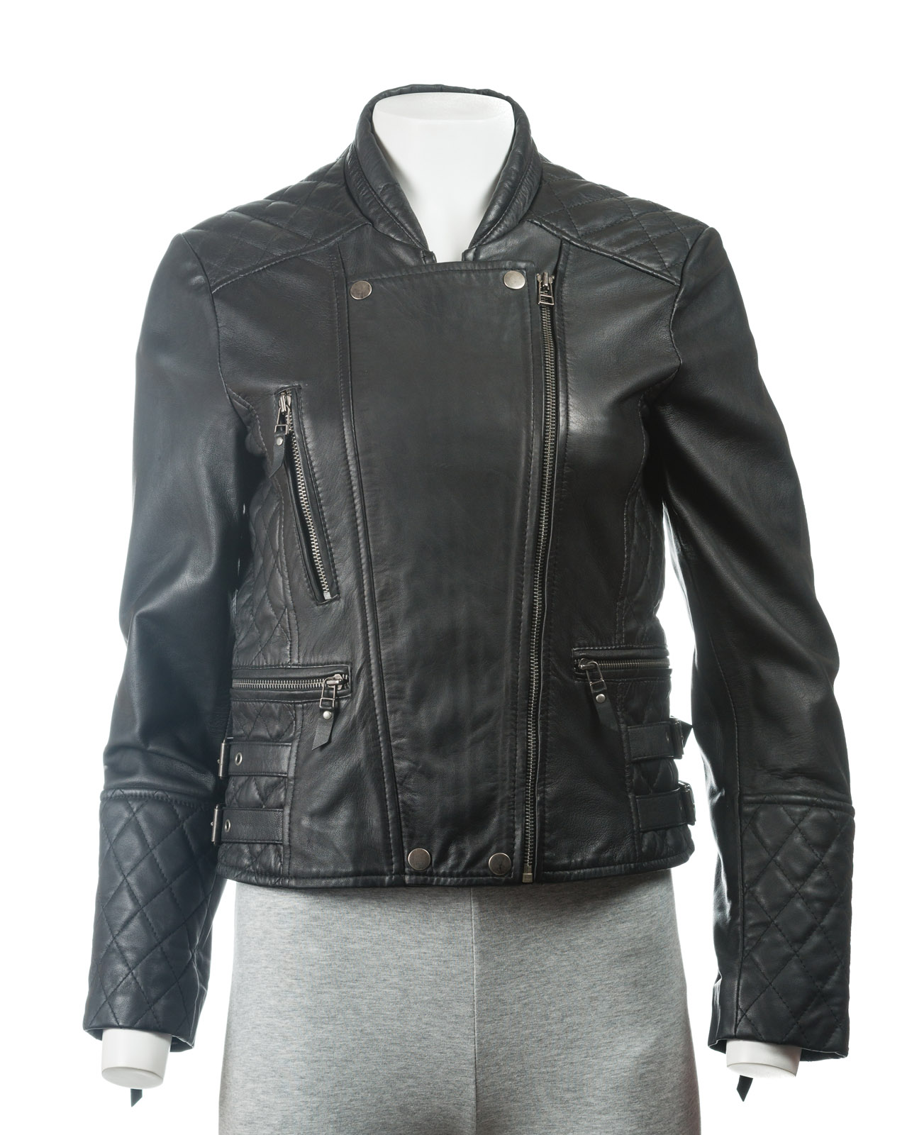 TLS17-B12-109.jpg Black Slim Fit Leather Jacket - Image 1