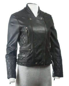 Black Slim Fit Leather Jacket - Image 3