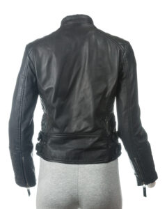 Black Slim Fit Leather Jacket - Image 2