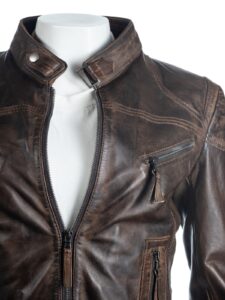 Antique Brown Leather Jacket - Image 4