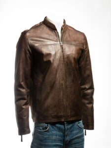 Simple Brown Leather Jacket - Image 3