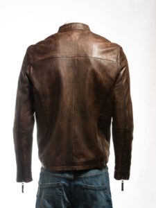 Simple Brown Leather Jacket - Image 2