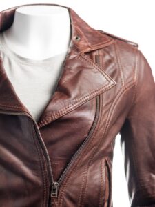 Pecan Brown Biker Jacket - Image 4