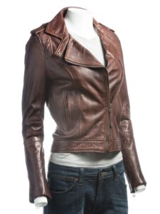 Pecan Brown Biker Jacket - Image 3