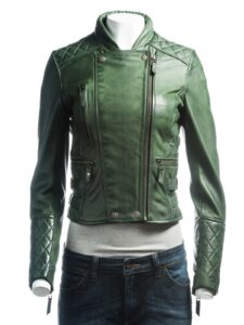 Hunter Green Leather Jacket - Mauve Tree