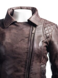 Dark Brown Biker Jacket - Mauve Tree - Image 5