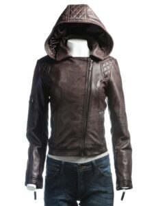 Dark Brown Biker Jacket - Mauve Tree