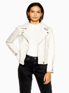 Women White Motorcycle Leather Jacket - Image 3