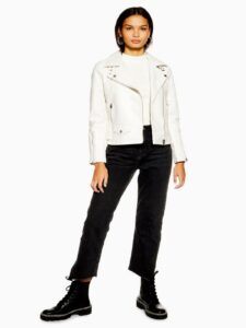 Women White Motorcycle Leather Jacket