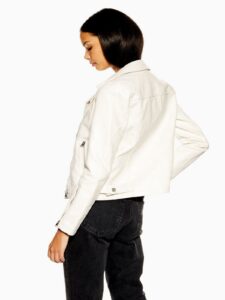 Women White Motorcycle Leather Jacket - Image 2