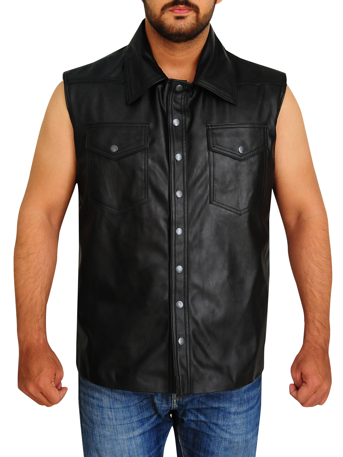 The-Undertaker-vest.jpg Undertaker Motorcycle Leather Vest - Image 1
