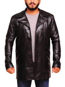 Shiny Brown Leather Coat