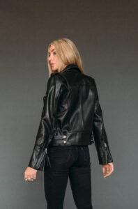 Women Vogue Black Leather Jacket - Mauve Tree - Image 2