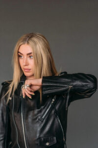 Women Vogue Black Leather Jacket - Mauve Tree - Image 4