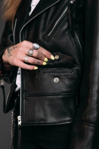 Women Vogue Black Leather Jacket - Mauve Tree - Image 6