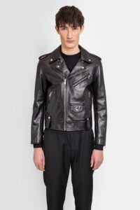 Vogue Mens Black Biker Leather Jacket