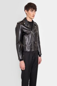 Vogue Mens Black Biker Leather Jacket - Image 2