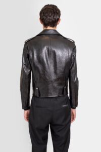 Vogue Mens Black Biker Leather Jacket - Image 3