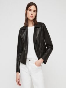 Women Simple Black Leather Jacket - Image 3