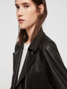 Women Simple Black Leather Jacket - Image 4