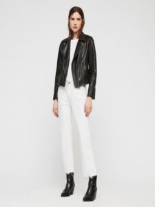 Women Simple Black Leather Jacket