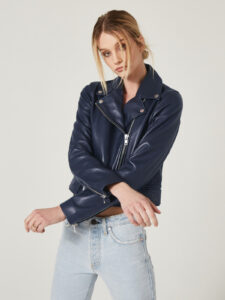 Blue Lambskin Leather Jacket for Women - Mauve Tree - Image 2