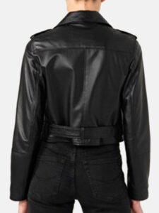 Women Biker Black Leather Jacket - Image 2